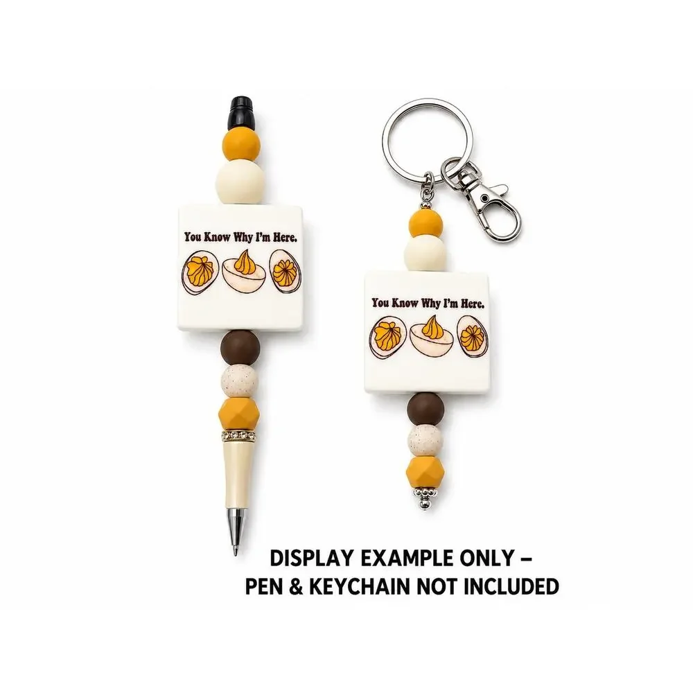 6 Silicone Focal Beads Deviled Egg Funny Quote Pen Keychain Craft Supplies